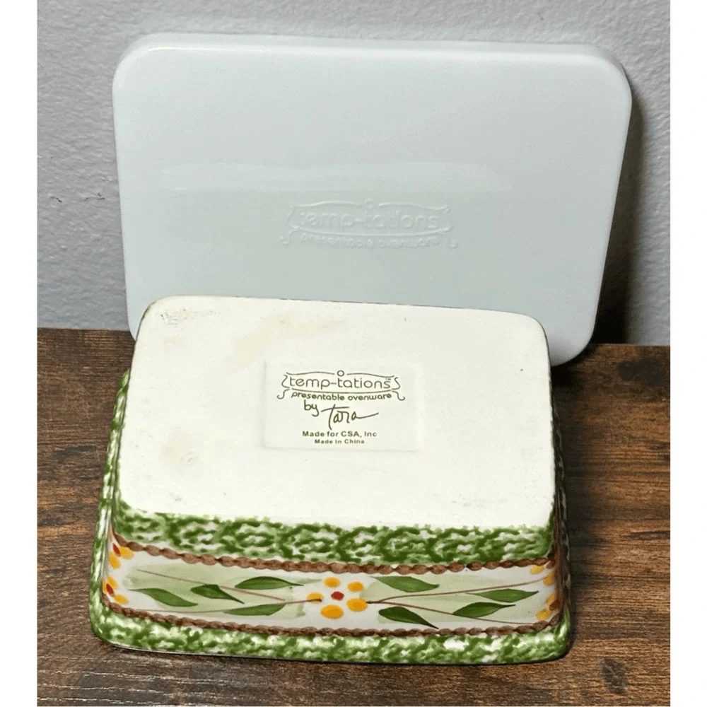 Temptations by Tara Presentable Ovenware Old World Green Small Loaf Pan w/ lid
